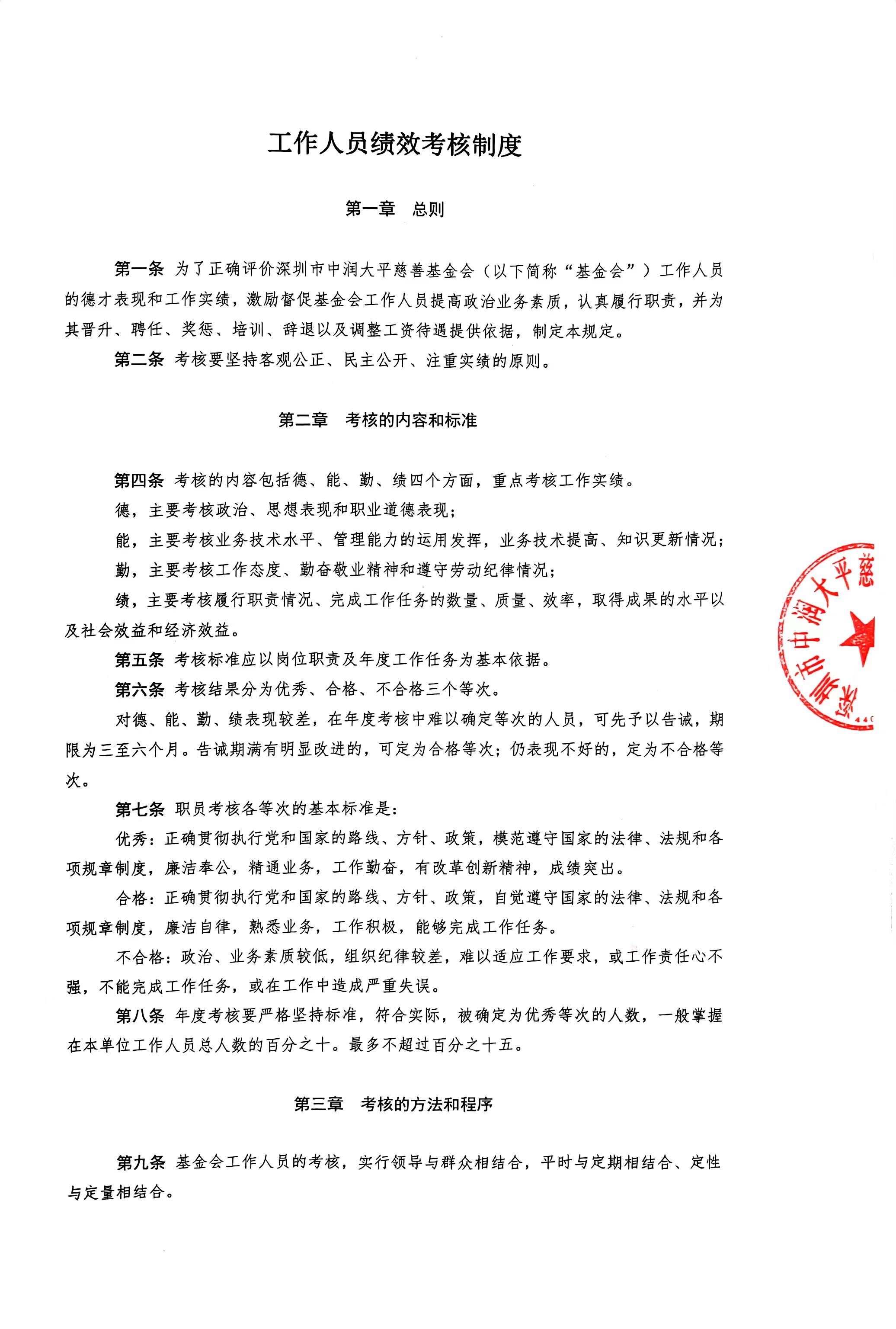 中润大平慈善基金会工作人员绩效考核制度(图1)